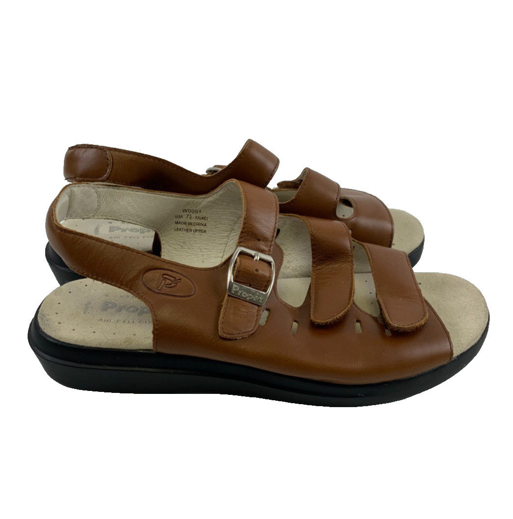 APL Propet Breeze Sandalo W0001 Teak Marrone Pelle Slingback Regolabile Donna 7 5 XX