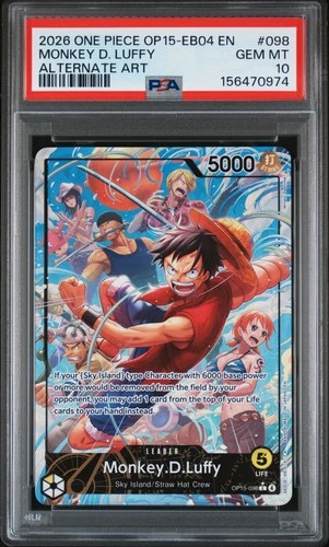 2026 ONE PIECE OP15-EB04-ADVENTURE ON KAMI'S ISLAND #098 MONKEY D. LUFFY PSA 10