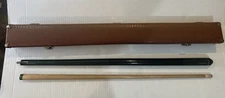J&J Pool Cue Stick With Case - Billiards Black & Green Stick