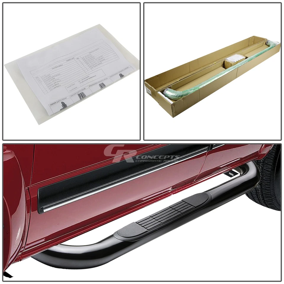 BLACK 3" SIDE STEP NERF BAR RUNNING BOARD KIT FOR 09-14 FORD F-150 STANDARD CAB Foto 4 de 4