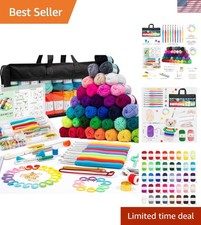 All-In-One 113-Piece Crochet Kit: 1600 Yards Yarn, Accessories  Storage Bag