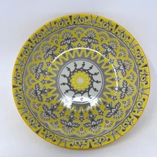 Mikasa Marrakesh Stoneware Yellow / Gray Pasta / Salad Bowl 9" Round 2 1/4" Deep