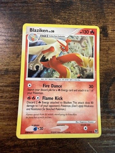 Pokemon TCG Blaziken 1/106 Great Encounters Holo Rare 130 HP English MP