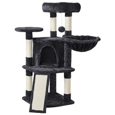 42in Cat Tree Tower for Indoor Cats, Cat Condo with Perch Hammock, Black