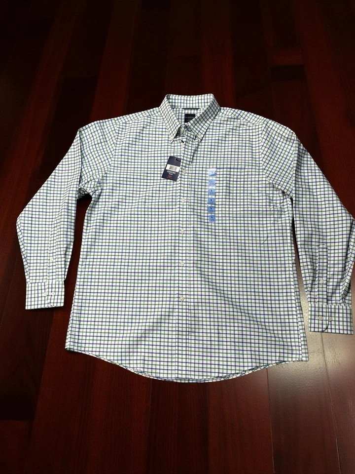 Camisa de calle Dockers Battery para hombre blanca verde azul grande. NUEVO CON ETIQUETAS $55 Foto 2 de 4