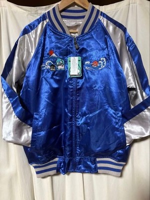 Sanrio Hangyodon Wendejacke Sukajan Satin bestickt blau silber LL