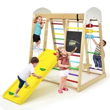 Indoor Playground Climbing Gym Kids Wooden 8 in 1 Climber Playset for Children