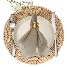 6Pcs Cotton Linen Napkins, 17 x 17 Inch Cloth Napkins Fringe, Milk Tea Brown