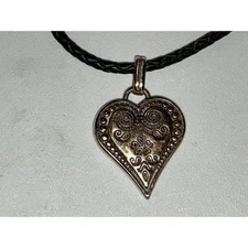 Brighton French Quarter Heart Pendant Necklace Braided Cord Adjustable Length