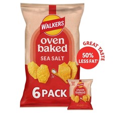 24 Bags of Walkers Plain Oven Baked Sea Salt 25g Bags 50% Less Fat