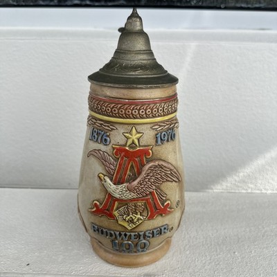 rare Budweiser 100 Years 1876-1976 Ceramarte Stein Mug 8E33