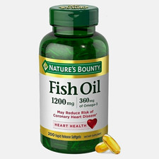 Nature's Bounty Fish Oil 1200mg (360mg Omega-3) 200 Softgels Heart Health