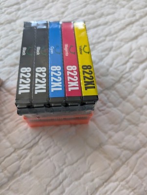 5 Pack 822XL Ink Cartridges For Epson WorkForce Pro WF-3820 WF-4834 WF-4833