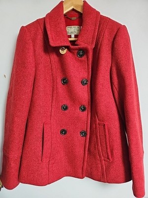 Joules Bramble Wollmantel Market Harborough rot Tweed Größe 12