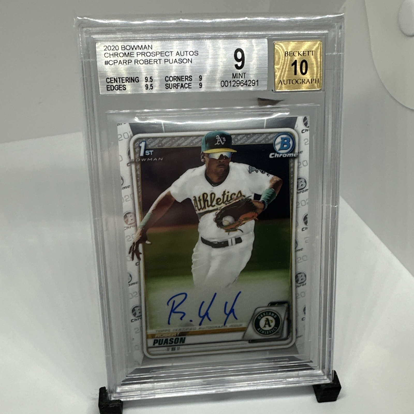 2020 Bowman Chrome Robert Puason Rookie Auto BGS 9/10 Athletics