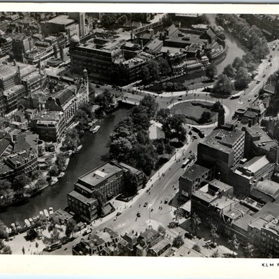 c1930s Amsterdam Netherlands RPPC Leidsche Boschje Canal Birds Eye Downtown A337