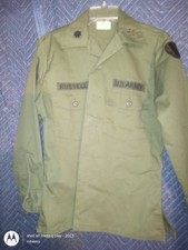 Vintage US Army OG 107 Fatigue Shirt Mens 15.5/31 Uniform 70s Green