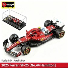 2025 Bburago 1:64 Scuderia Ferrari SF-25 44 L. Hamilton F1 Race Car Acrylic Box