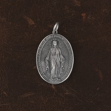 Miraculous Medal Pendant S925 Silver Virgin Mary Catholic Protection Amulet