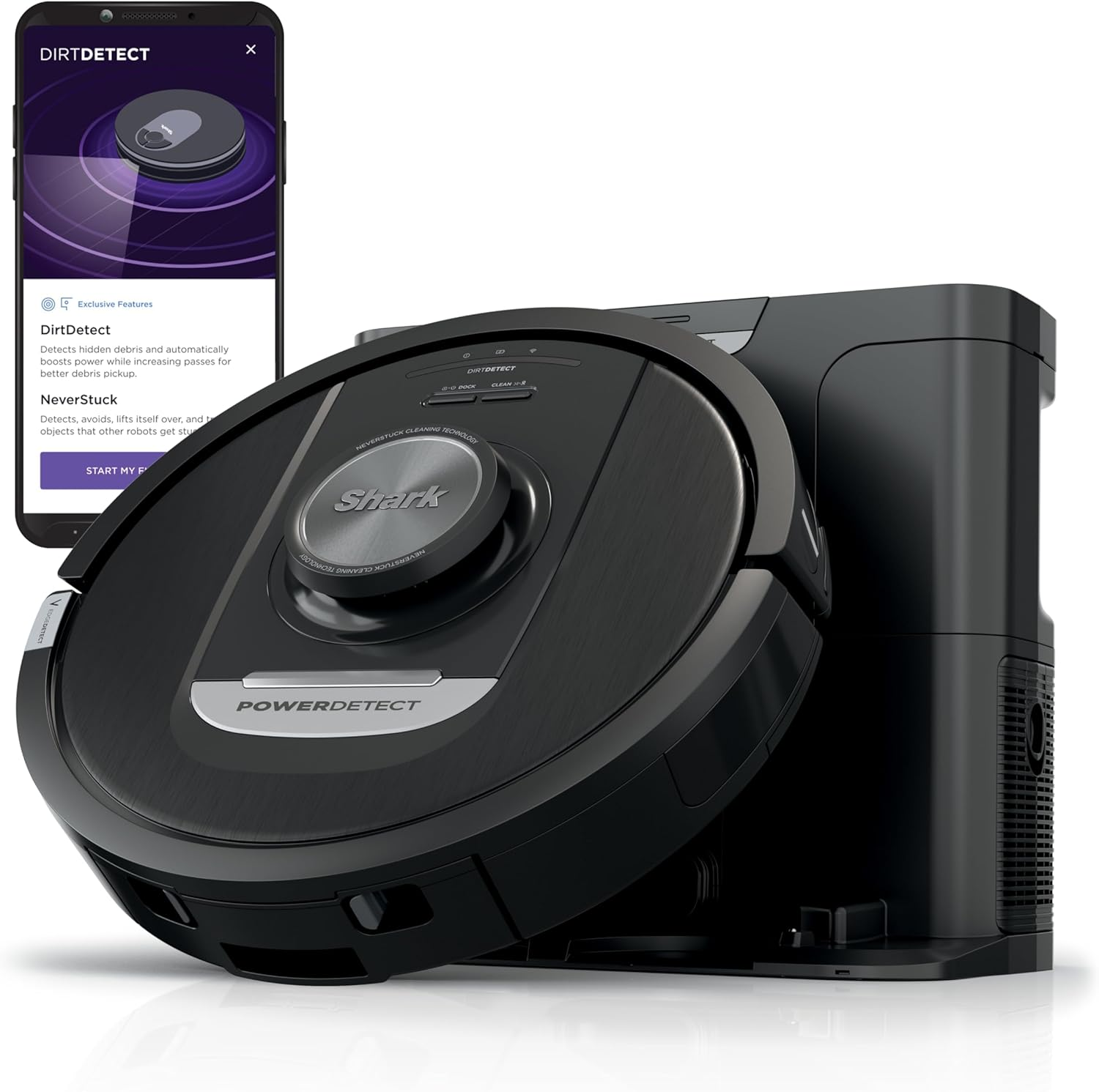 Shark Powerdetect Self-Empty Robot Vacuum Pet Hair Black