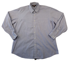 Member  s Mark Dress Shirt Men  s L Blue White Stripe Button Down 16  34 Long