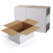10x8x6 White Shipping Boxes Set of 25, White Corrugated Cardboard Boxes for S...