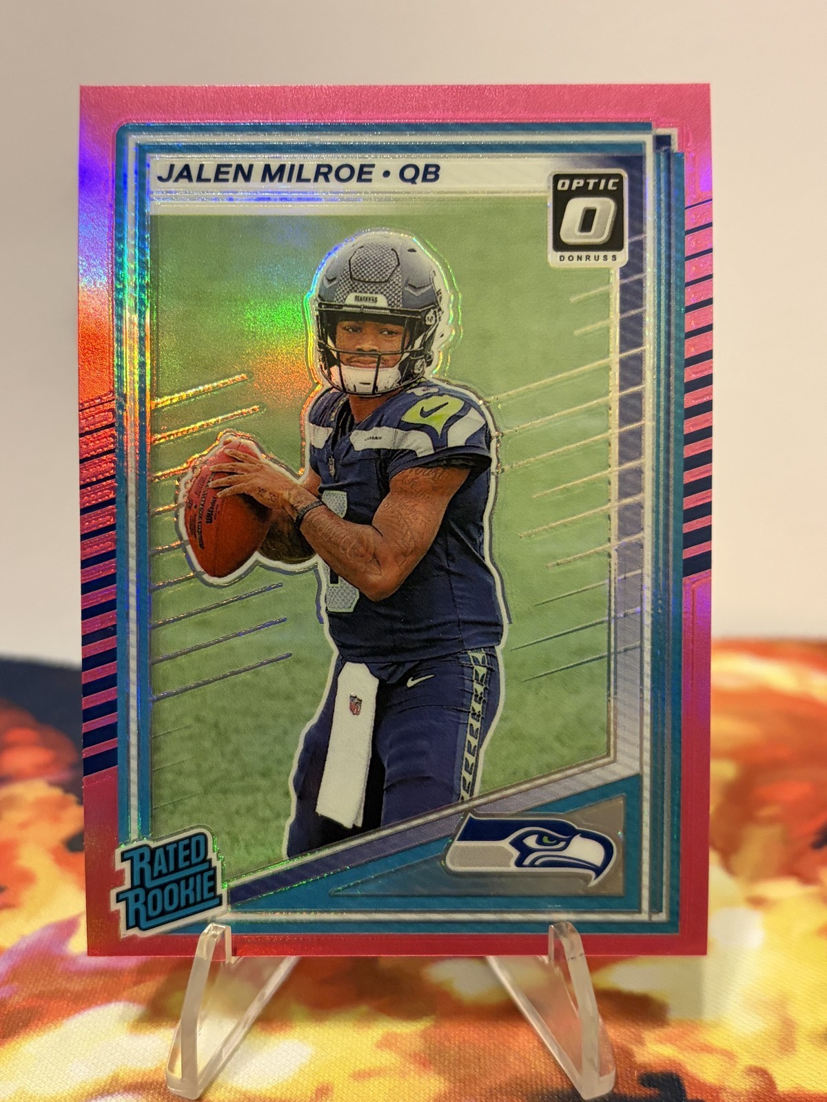 2025 Panini Donruss - Rated Rookie Jalen Milroe #307 Optic Preview Pink Prizm