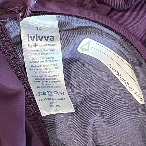 Ivivva Lululemon Girl's Plum Full Zip Jacket sz 14 - Picture 5 of 5