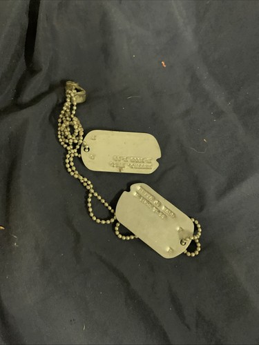 Original 1940s WWII Retta Wall US Military Dog Tag with Silver Chain WW2