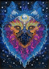 Guardian Wolf - Bead Embroidery Kit, DIY Beaded Needlework, Spiritual Animal