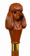 Hand Carved Wooden Poodle Dog Head Walking Stick Vintage Style Wood Cane Gift