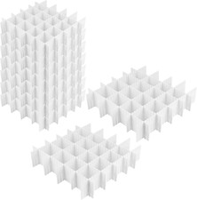 64 Pack White Plastic DIY Grid Drawer Dividers, Adjustable Drawer Divider Organi
