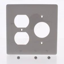 Hubbell NP78GY Gray 2-Gang Single 1.406" Outlet Duplex Outlet Standard Wallplate