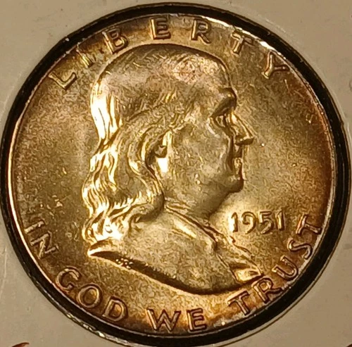 1951 Franklin Half Dollar Toned Gem Unc FBL