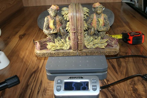 SMART MONKEY BOOKEND HEAVY Educated Chimp banana BROWN RESIN 5.5X5 VTG 1999 EUC - Picture 10 of 12