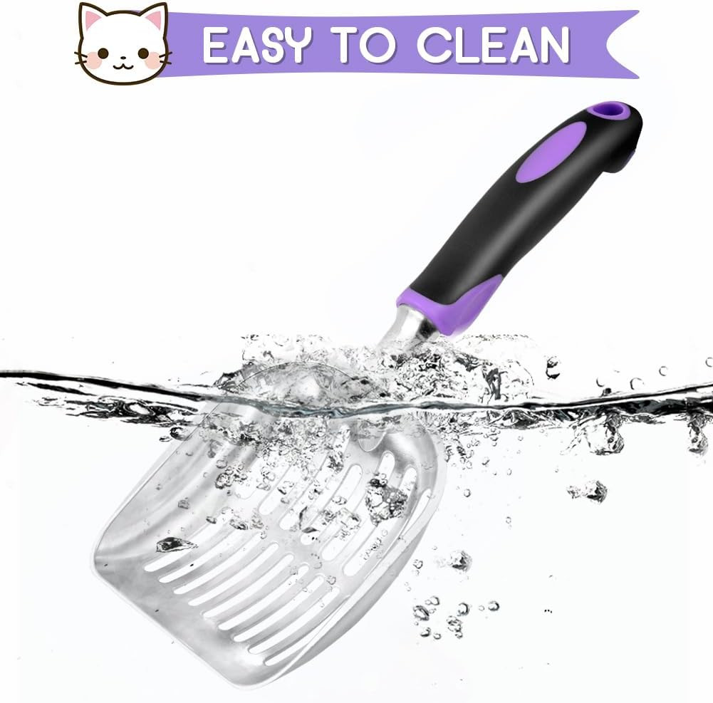 Cat Litter Scoop, Metal Cat Scooper, Rubber Handle Scoop, Sifting Shovel – Heavy