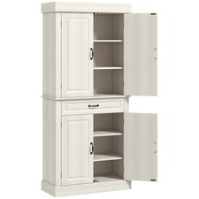 Tall Freestanding Kitchen Pantry Cupboard with Drawer, White