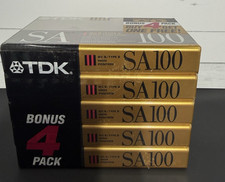 TDK SA 100 High Position Type II Blank Cassette Tapes Sealed 5 Pack