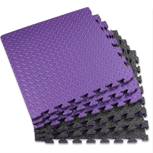 Xspec 1" Extra Thick Reversible EVA Foam Gym Mats 12 pcs 48 Sq Ft, Black/Purple - Picture 7 of 9