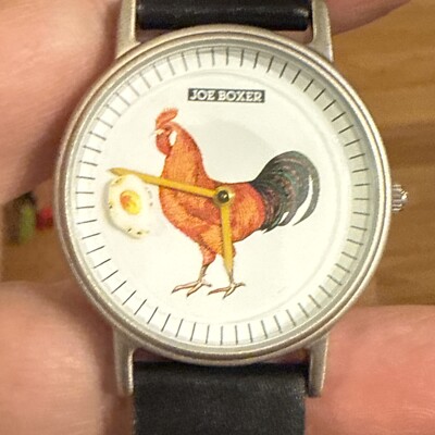 Chicken JOE BOXER Rooster Mens Ladies Watch Rotating Egg Second
