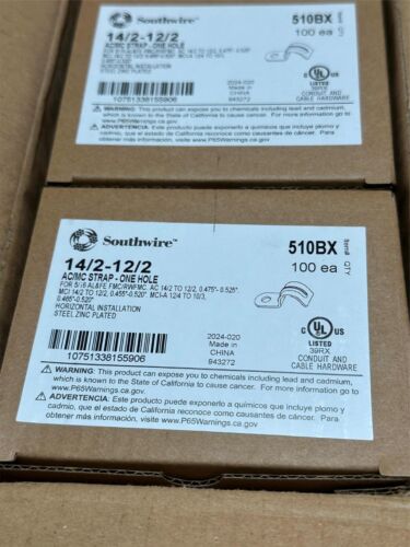 500x Pack Lot Southwire 510BX 14/2-12/2 1/2" Conduit AC/MC Strap One Hole - Picture 3 of 4