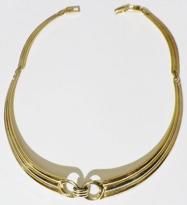 Vintage Schmuck Halskette Retro 4-teilig starr Farbe Nodier gold silber *4543