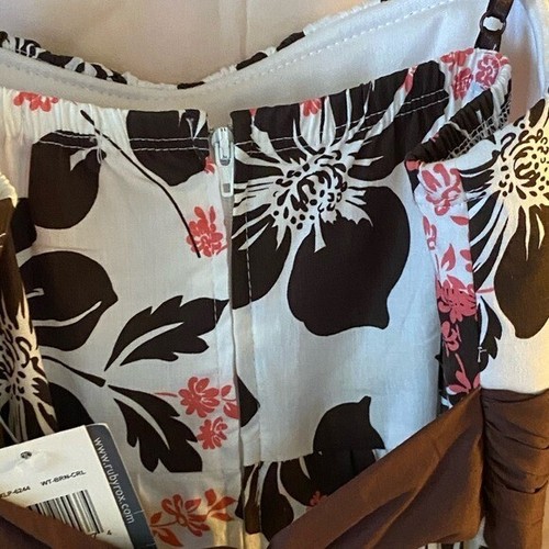 Neu Ruby Rox Kleid Spaghettiträger rosa & braun Blumen Empire-Taille hinten zum Binden Schleife - Bild 15 von 16