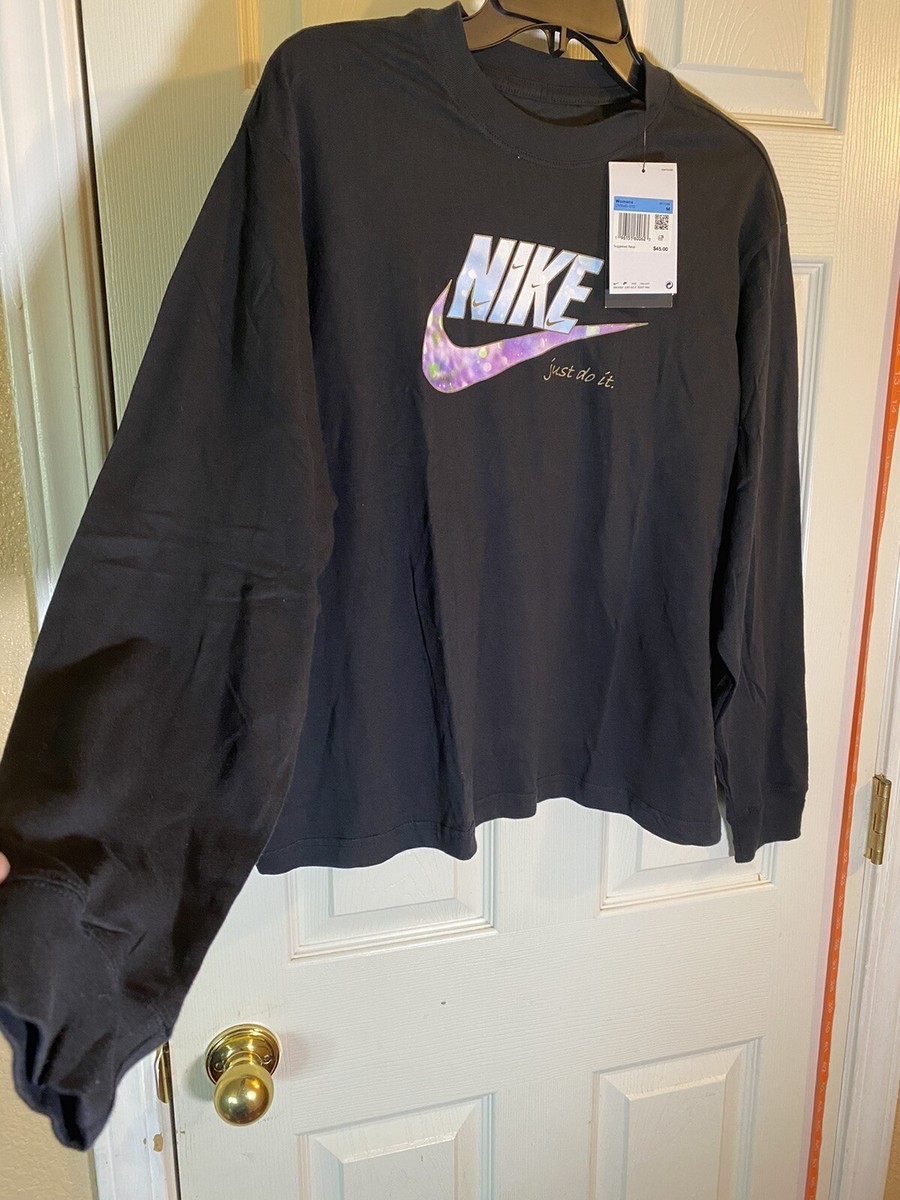 Nike Tee Loose Fit Women's Sz M Black Long Sleeve Sweatshirt Nike Tee Loose Fit Women's Sz M Black Long Sleeve Sweatshirt