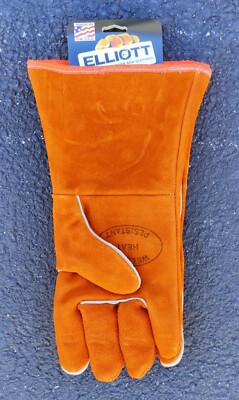 New Old Stock Elliot Welding Gloves Red Ram 5'' Cuff Made in USA sz Large RR1000