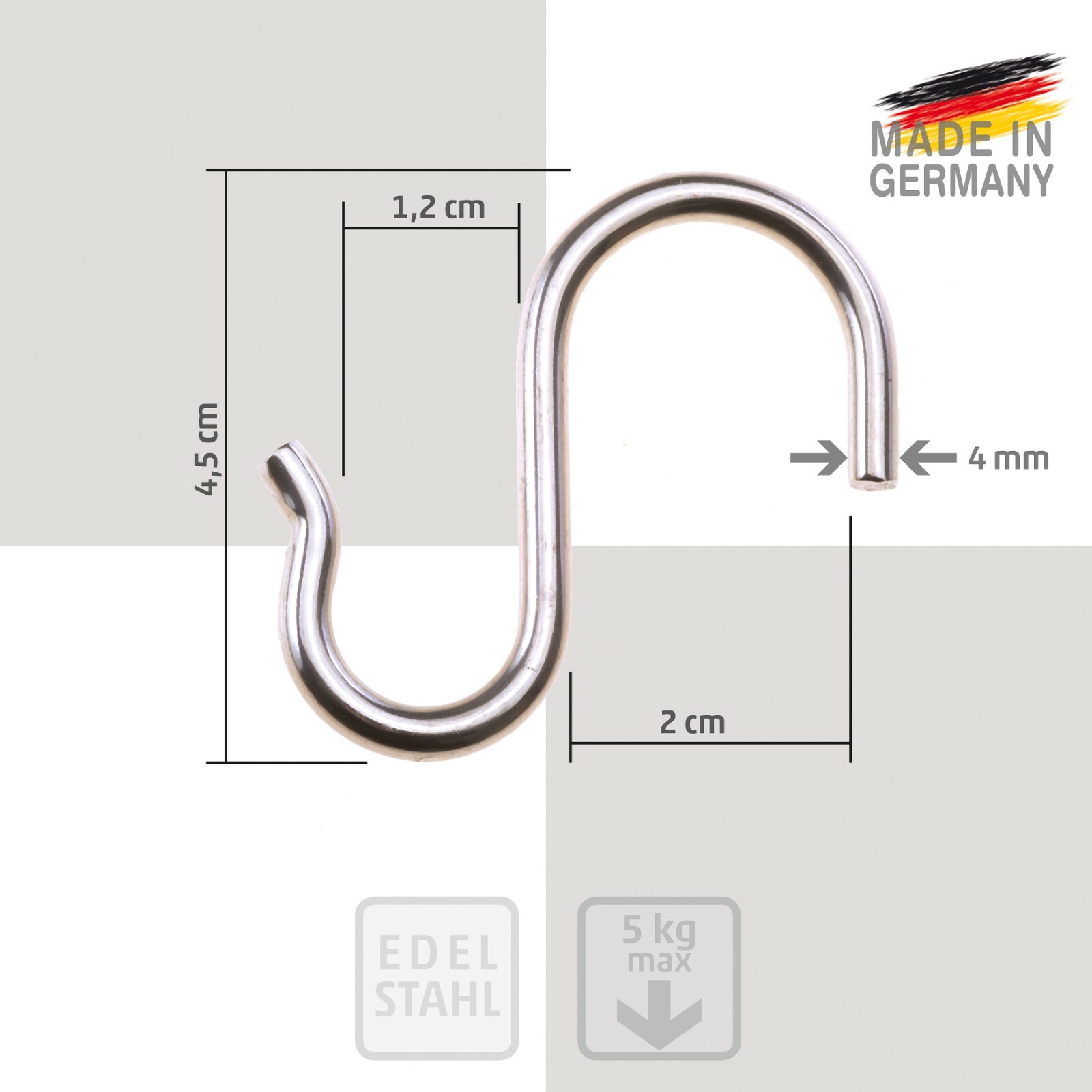 Küchenhaken S-Haken Flescherhaken Metallhaken Edelstahlhaken Edelstahl