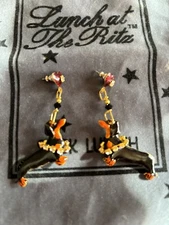 Lunch At The Ritz WIENER SNACKLE post Earrings & MENU CAARD!