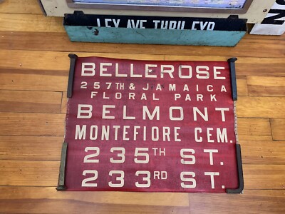 NY NYC QUEENS BUS ROLL SIGN 8TH SUBWAY BELMONT 257th JAMAICA MONTEFIORE CEMETERY