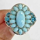 HSN Colleen Lopez Sterling Silver Larimar, Swiss Topaz & White Topaz Ring Size 9 — photo 4
