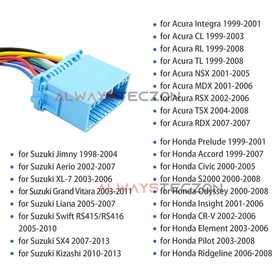 Arnés de cableado de radio para adaptador estéreo de coche Acura Honda Suzuki kit de cable de 16 pines Foto 3 de 4